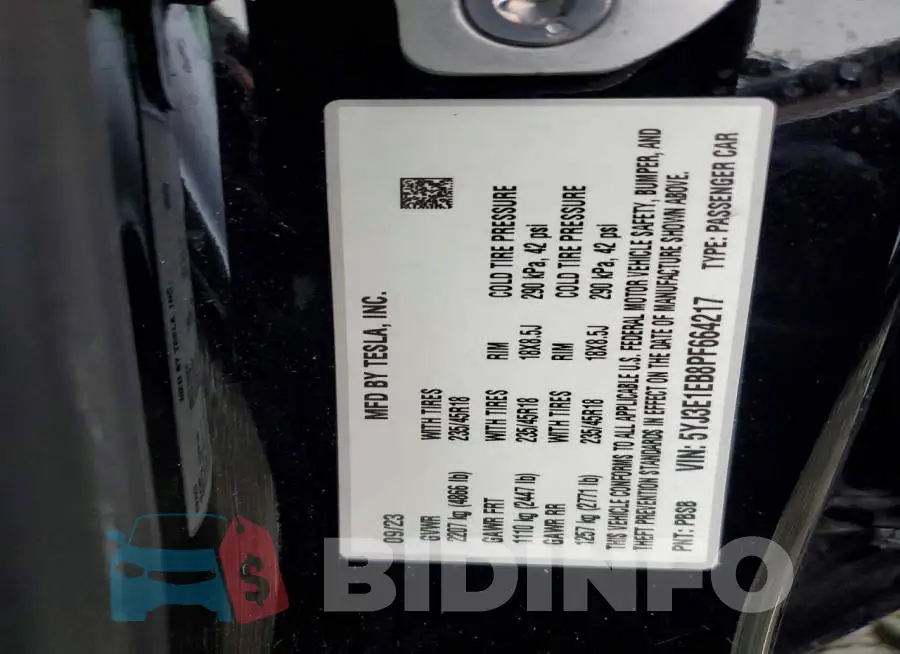 5YJ3E1EB8PF664217 Photo# 12