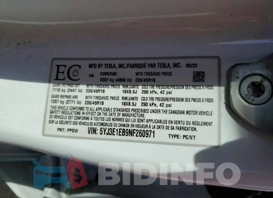 5YJ3E1EB9NF260971 Photo# 12
