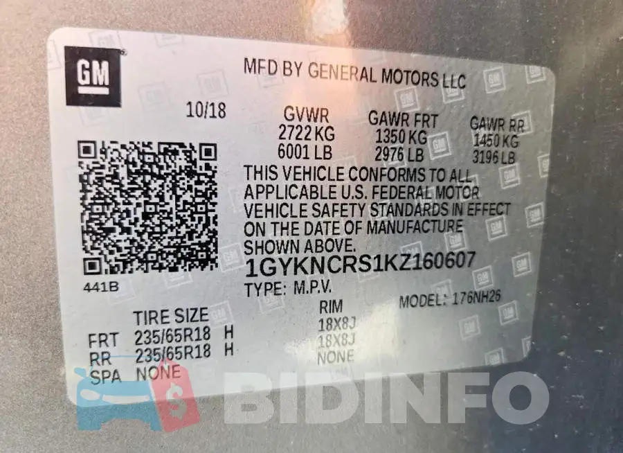 1GYKNCRS1KZ160607 Photo# 13