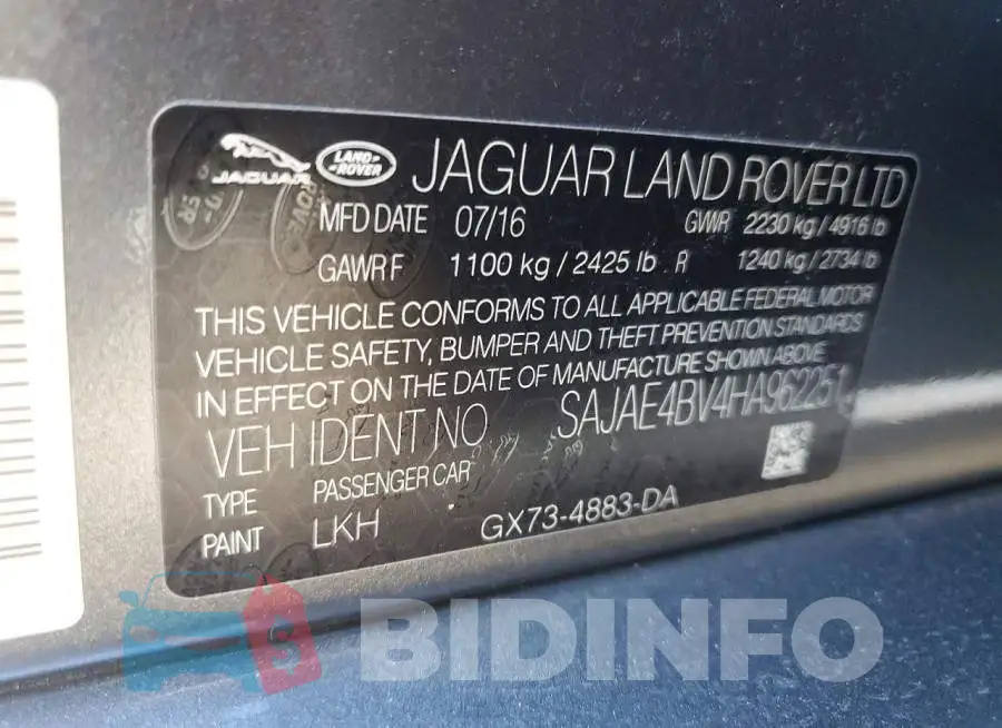 SAJAE4BV4HA962251 Photo# 12