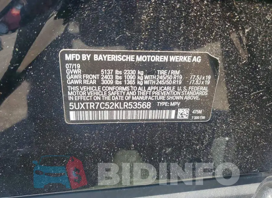 5UXTR7C52KLR53568 Photo# 13
