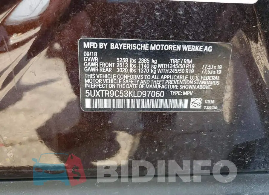 5UXTR9C53KLD97060 Photo# 13