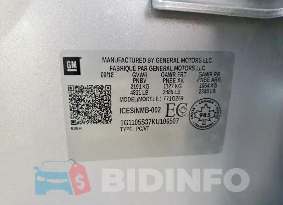 1G1105S37KU106507 Photo# 12