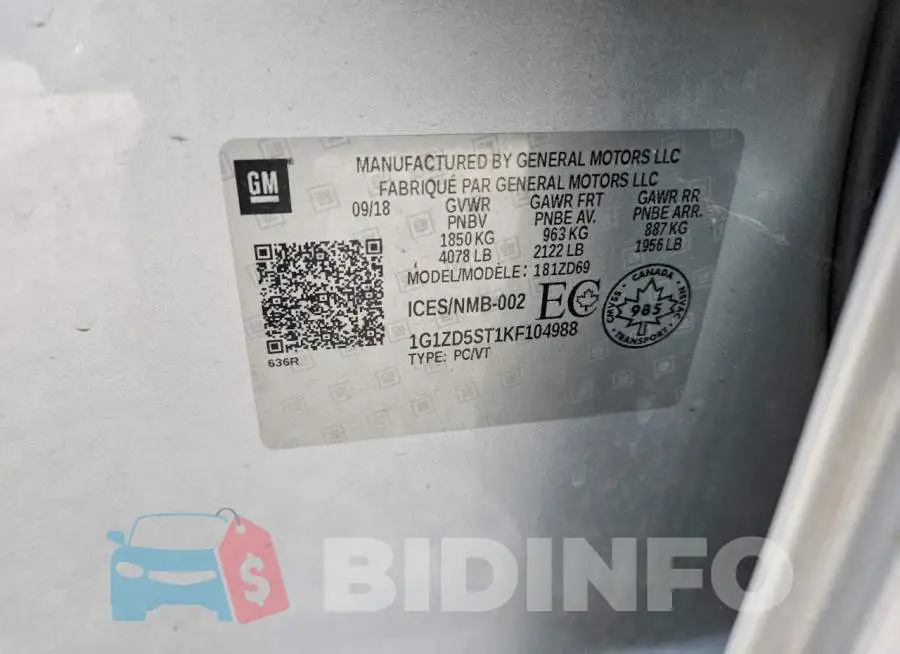 1G1ZD5ST1KF104988 Photo# 12