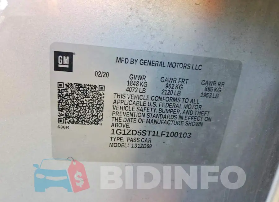 1G1ZD5ST1LF100103 Photo# 13