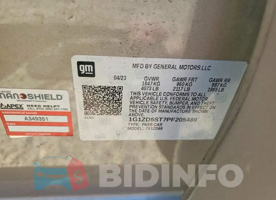 1G1ZD5ST7PF205489 Photo# 12