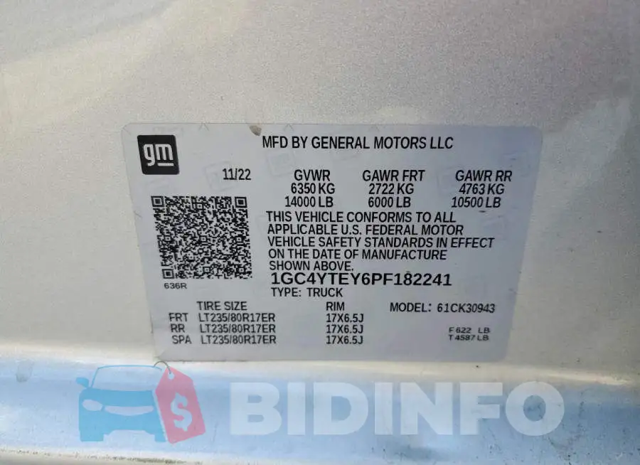 1GC4YTEY6PF182241 Photo# 12