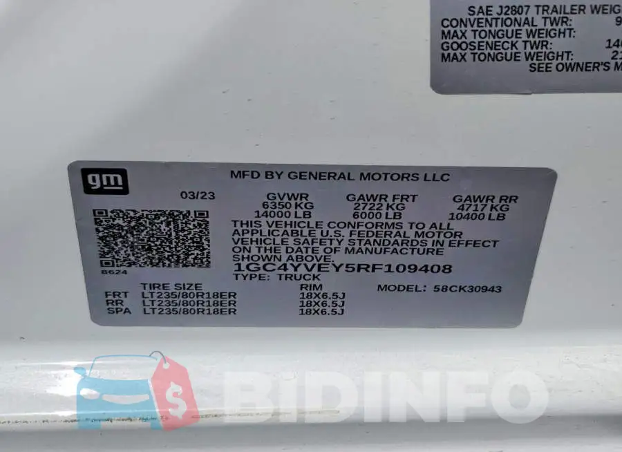 1GC4YVEY5RF109408 Photo# 12