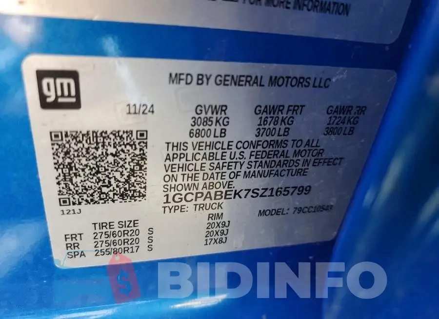 1GCPABEK7SZ165799 Photo# 13