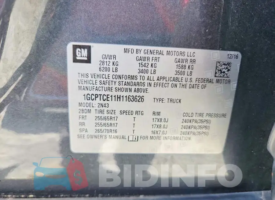 1GCPTCE11H1163626 Photo# 12