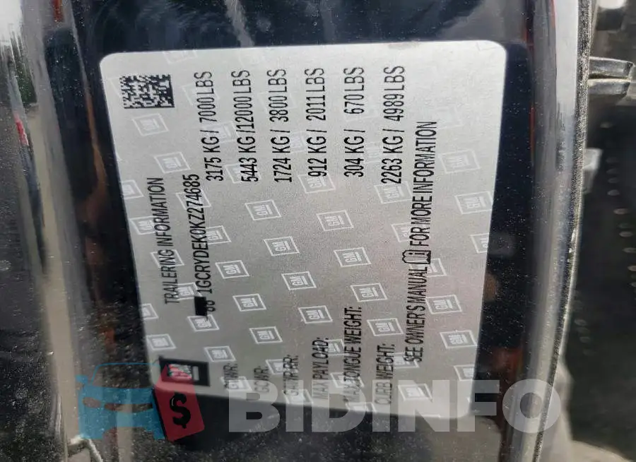 1GCRYDEK0KZ274685 Photo# 12