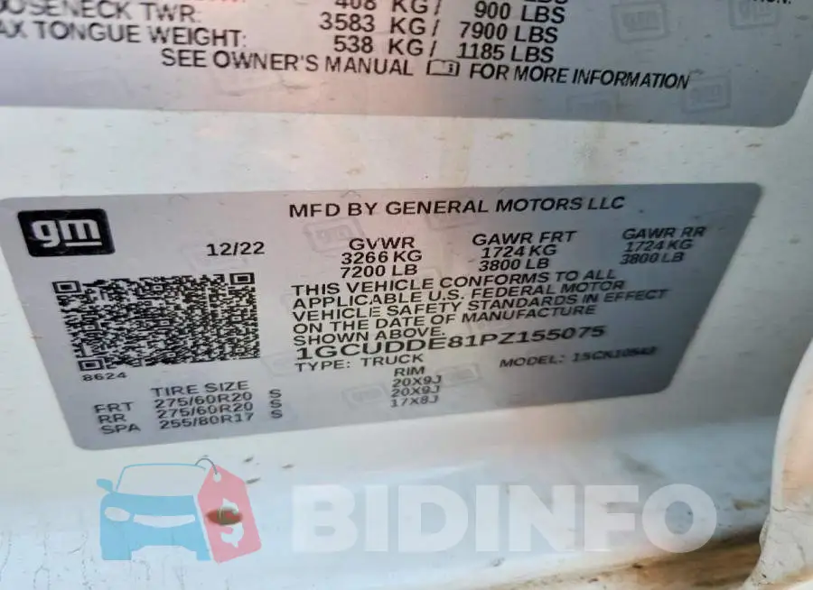 1GCUDDE81PZ155075 Photo# 12