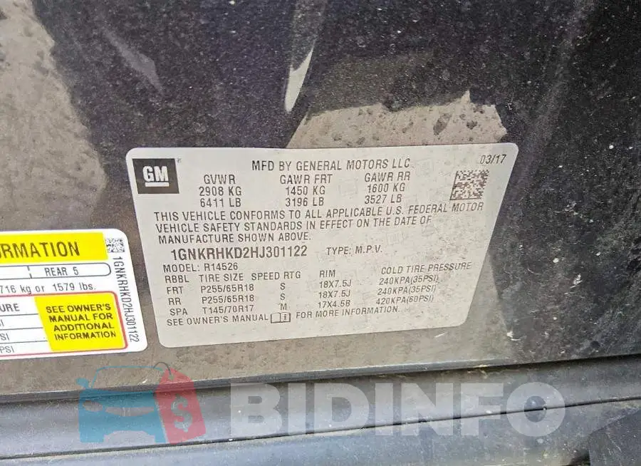 1GNKRHKD2HJ301122 Photo# 13