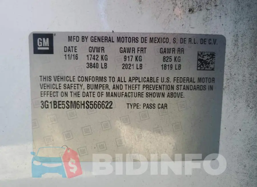 3G1BE5SM6HS566622 Photo# 12