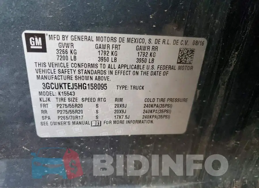 3GCUKTEJ5HG158095 Photo# 13