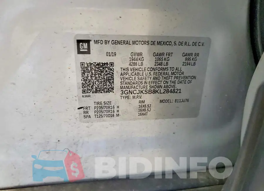 3GNCJKSB8KL284821 Photo# 13