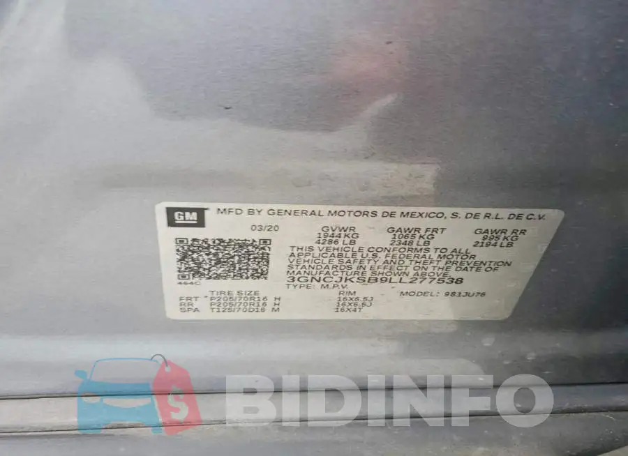3GNCJKSB9LL277538 Photo# 13