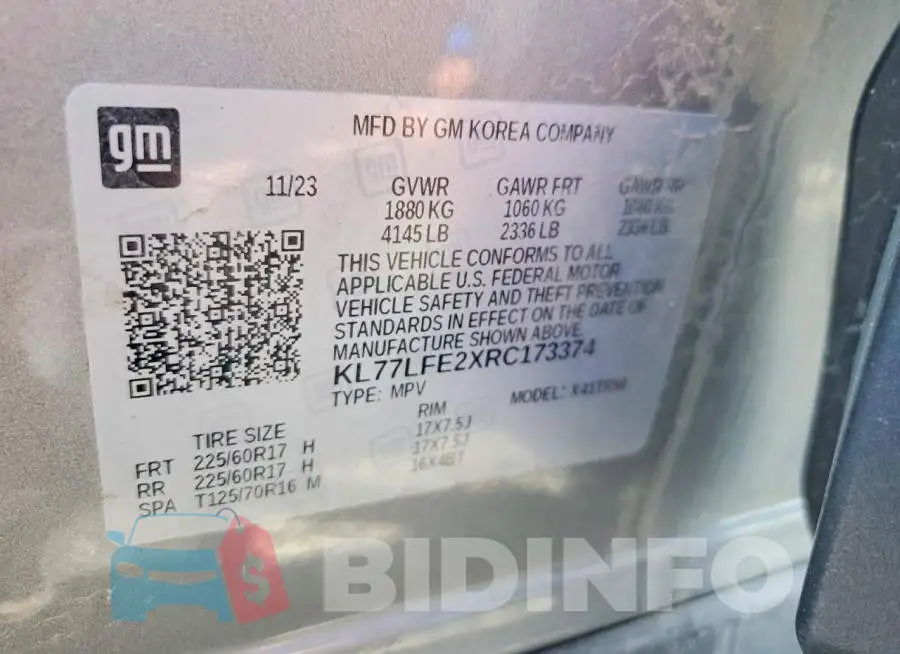 KL77LFE2XRC173374 Photo# 13