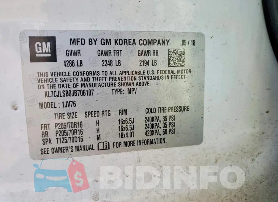 KL7CJLSB0JB706107 Photo# 12