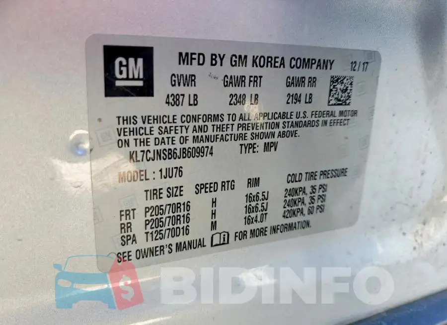 KL7CJNSB6JB609974 Photo# 13