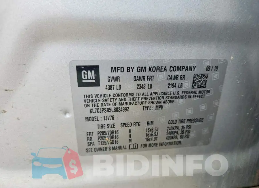 KL7CJPSB5LB034992 Photo# 13