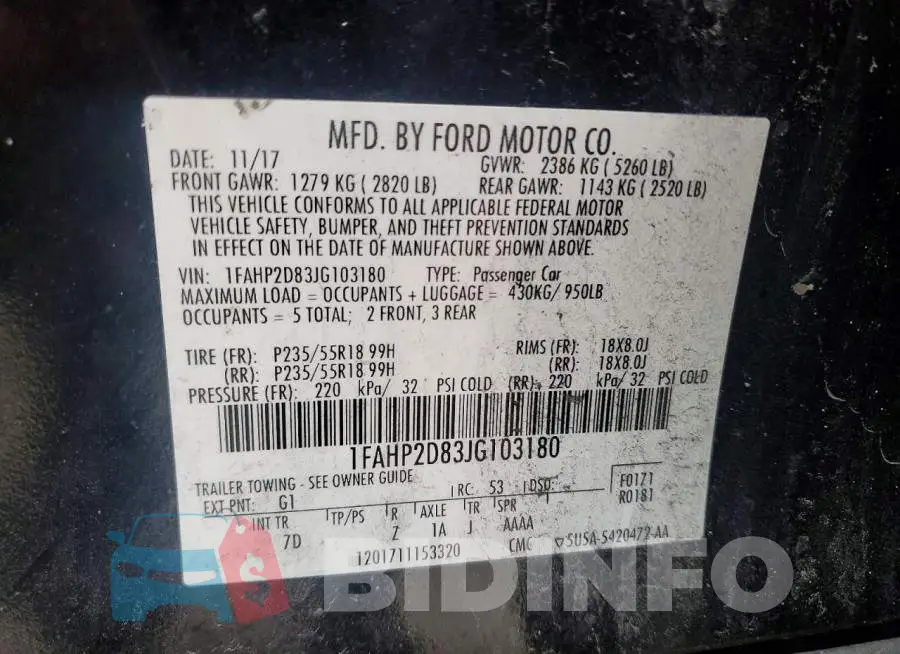 1FAHP2D83JG103180 Photo# 12