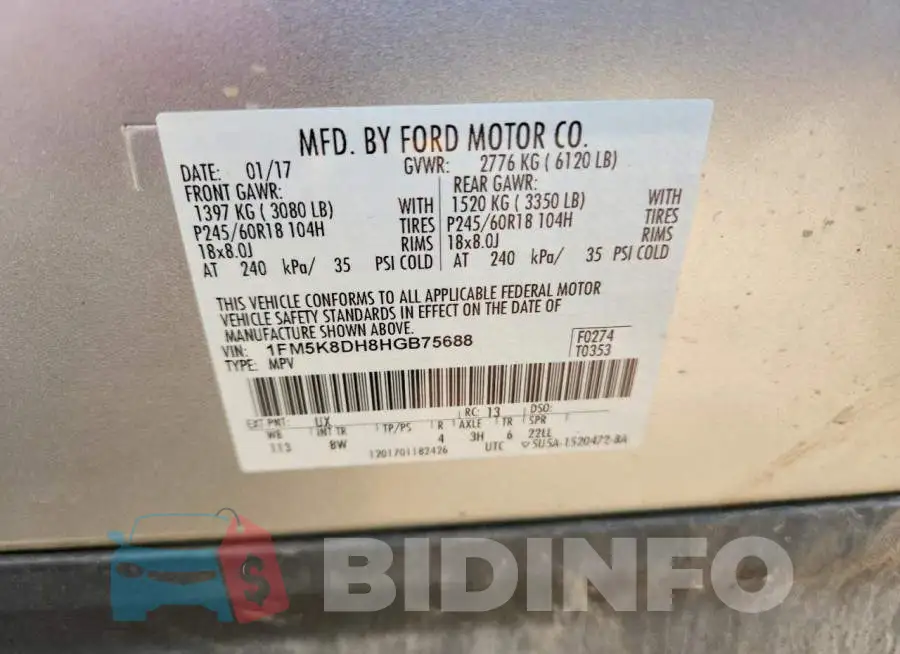 1FM5K8DH8HGB75688 Photo# 13