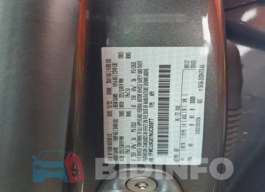 1FMCU9G61NUC00977 Photo# 13