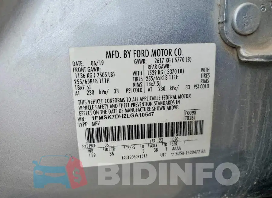 1FMSK7DH2LGA10547 Photo# 13