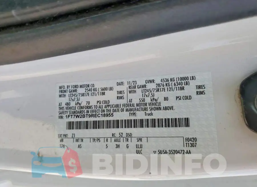 1FT7W2BT9REC18955 Photo# 12