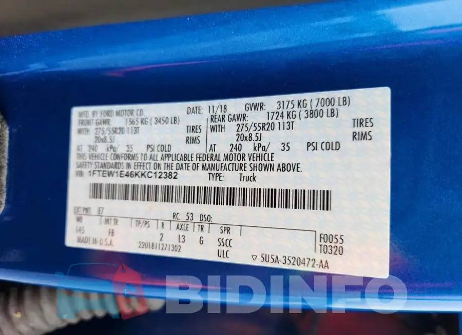 1FTEW1E46KKC12382 Photo# 12