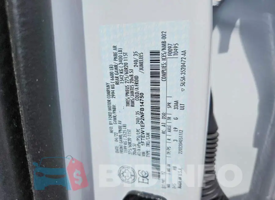 1FTEW1EP2NFB14750 Photo# 12