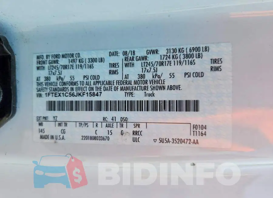 1FTEX1C56JKF15847 Photo# 12