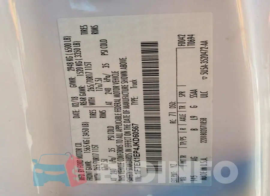 1FTEX1EP4JKD60567 Photo# 13