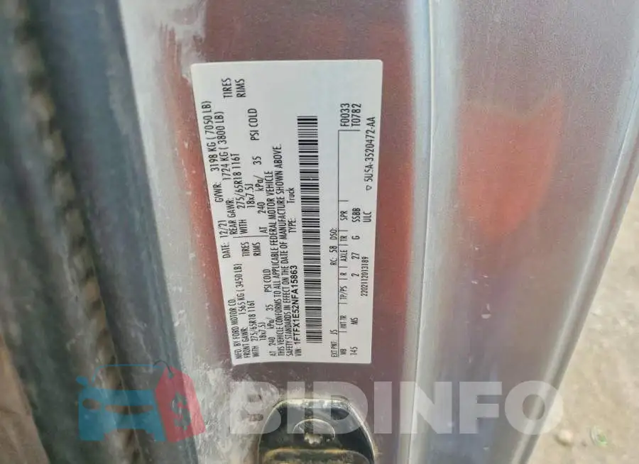 1FTFX1E52NFA15863 Photo# 12