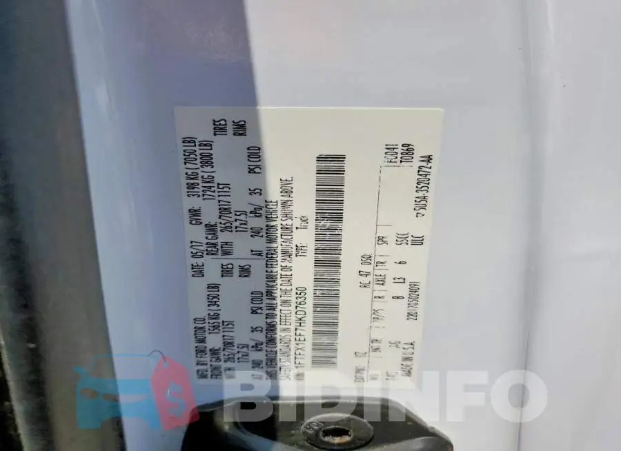 1FTFX1EF7HKD76350 Photo# 12