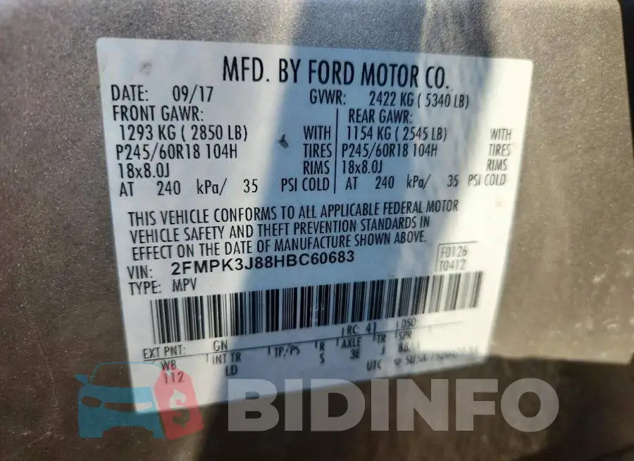 2FMPK3J88HBC60683 Photo# 13