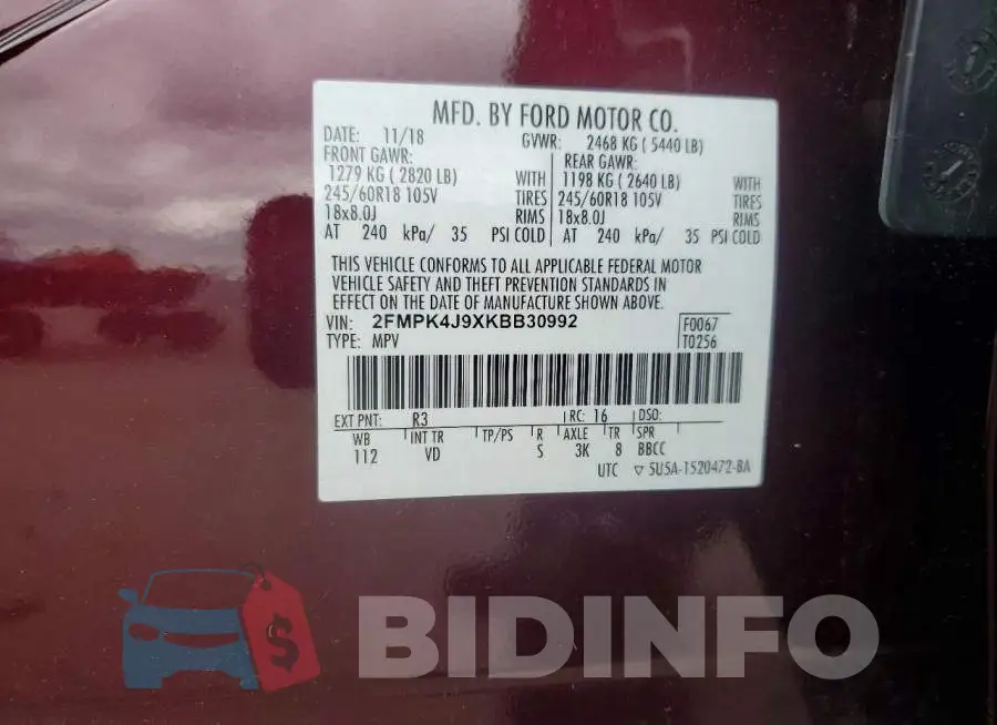 2FMPK4J9XKBB30992 Photo# 13