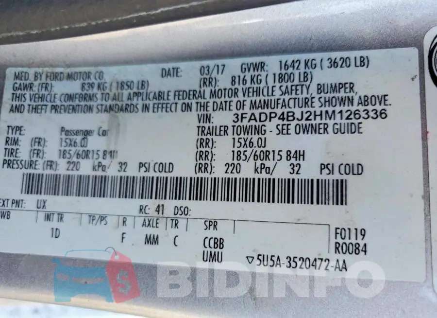3FADP4BJ2HM126336 Photo# 12