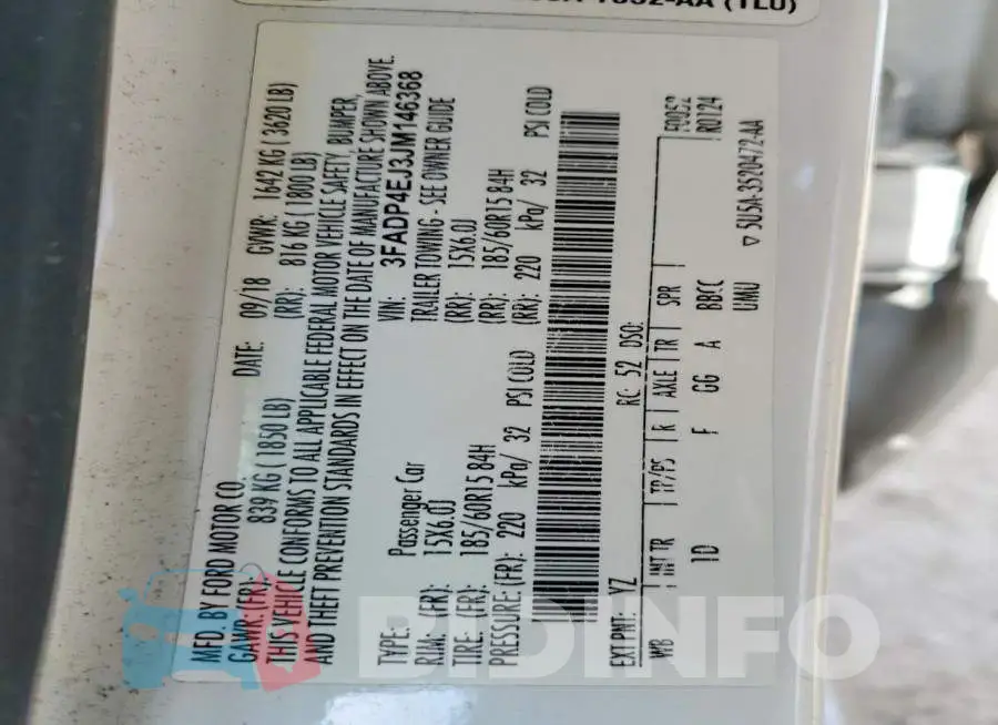 3FADP4EJ3JM146368 Photo# 13