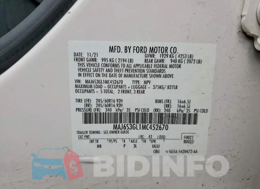 MAJ6S3GL1MC452670 Photo# 13