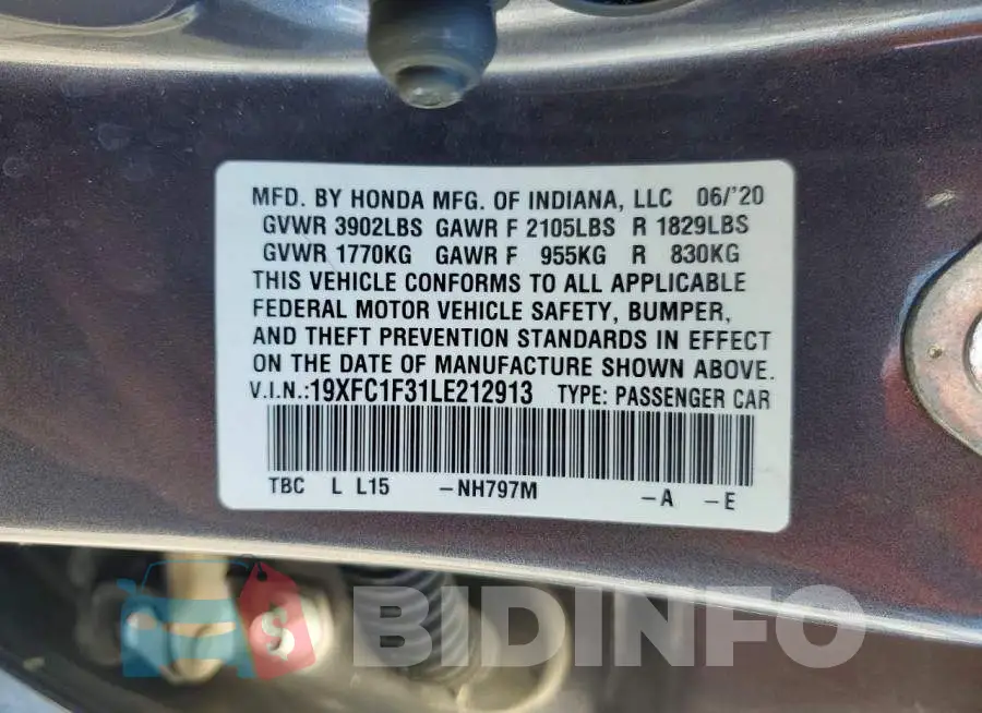 19XFC1F31LE212913 Photo# 12