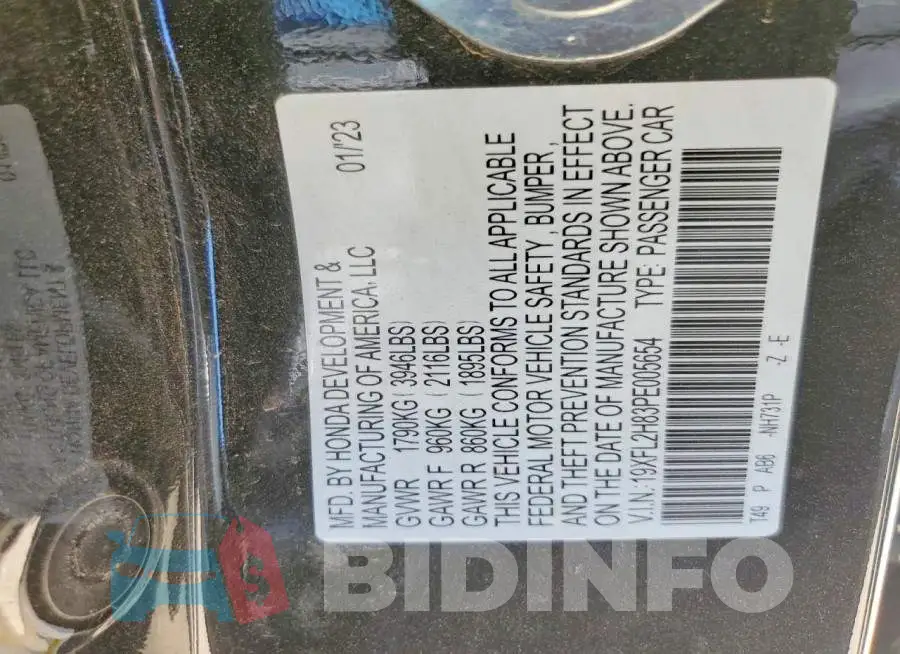 19XFL2H83PE005654 Photo# 13