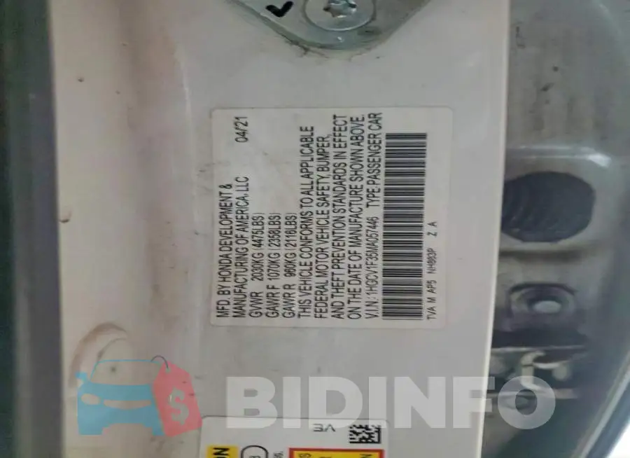 1HGCV1F35MA057446 Photo# 13