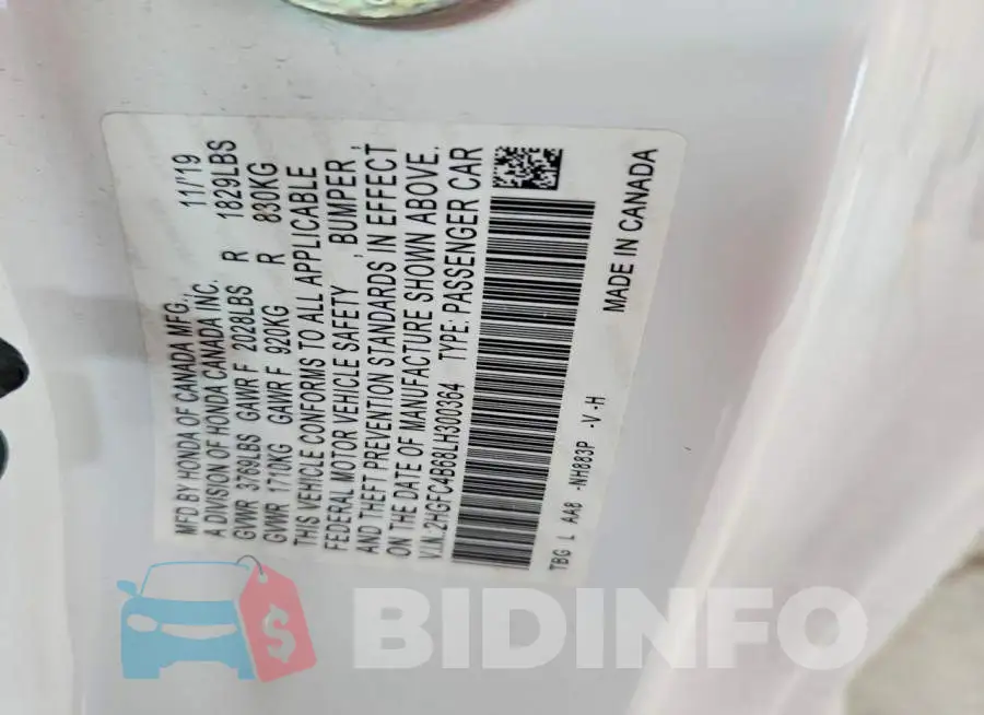 2HGFC4B68LH300364 Photo# 12