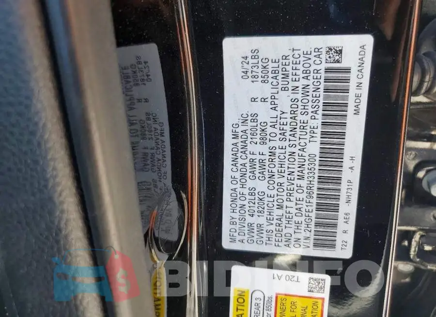 2HGFE1F96RH335300 Photo# 12