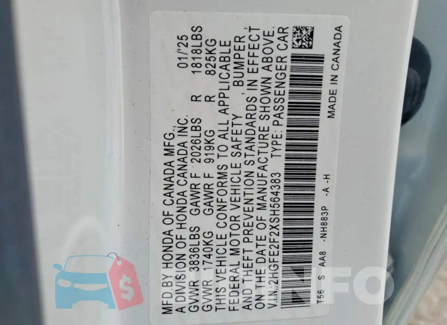 2HGFE2F2XSH564383 Photo# 12