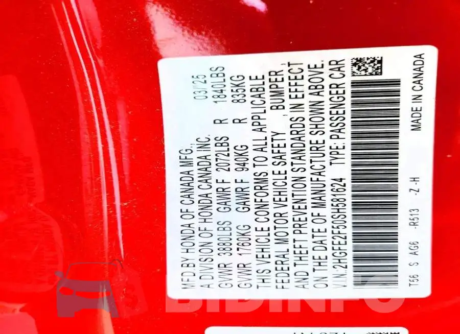 2HGFE2F50SH581624 Photo# 13