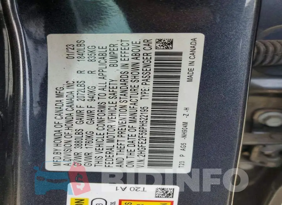 2HGFE2F56PH522195 Photo# 12