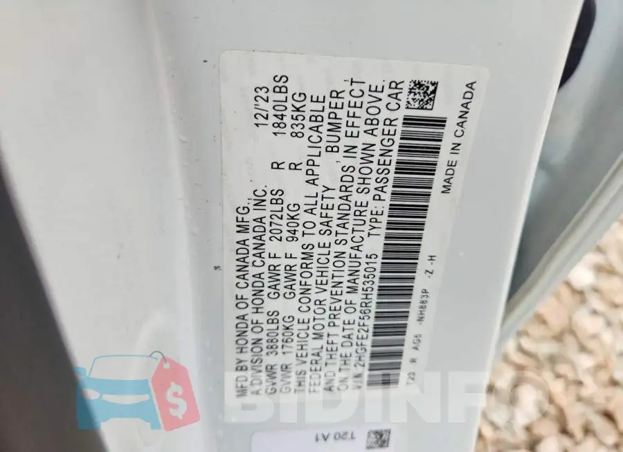 2HGFE2F56RH535015 Photo# 12